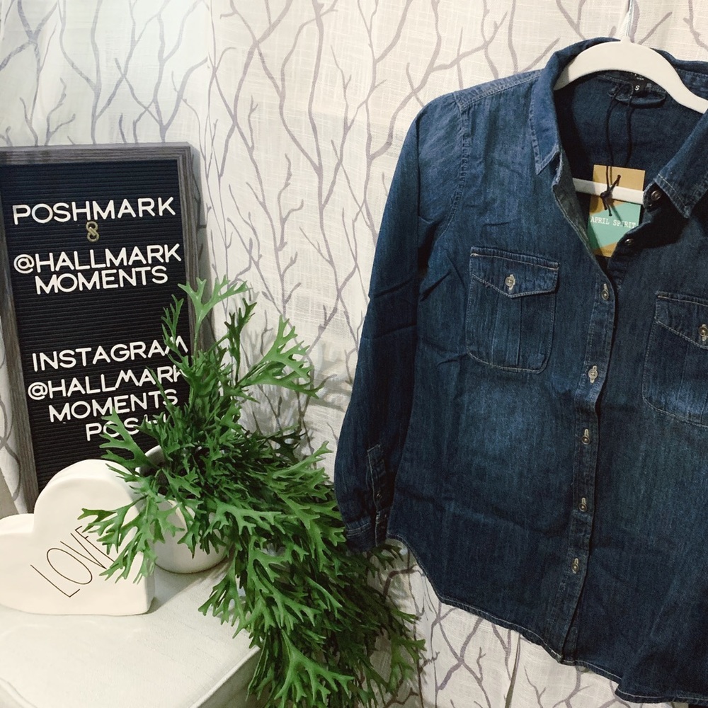 { April Spirit } Denim Button Down Collared Shirt